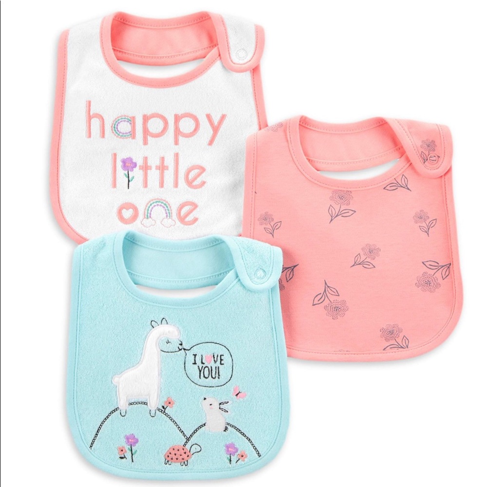 😍CARTER’S 3 Pack Girl’s Bib Set🌟💕